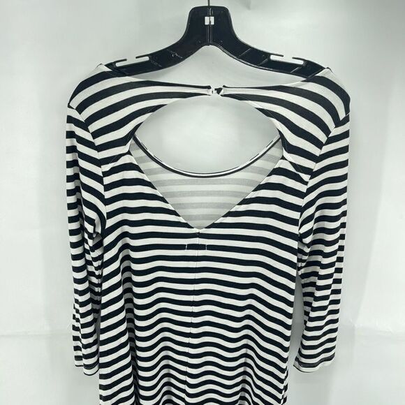 American Eagle Womens Striped Dress Cutout Back Stretch White Black Medium - Picture 4 of 10